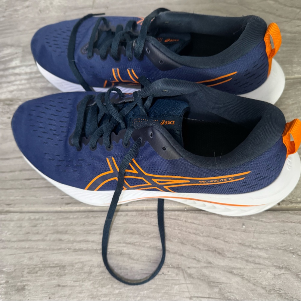 Asics Blue and Orange Athletic Shoes with Mesh Upper